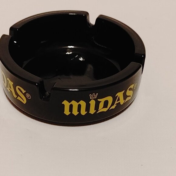 VINTAGE MIDAS Ashtray Black Milk Glass Made in France Auto Service King … - Picture 5 of 7